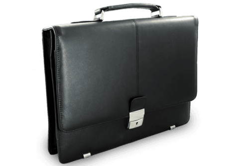 Černá kožená aktovka s jednou velkou vnitřní přihrádkou 112-6003-60