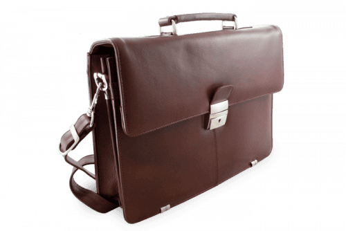 Hnědá kožená aktovka se dvěma vnitřními přihrádkami 112-2036-40