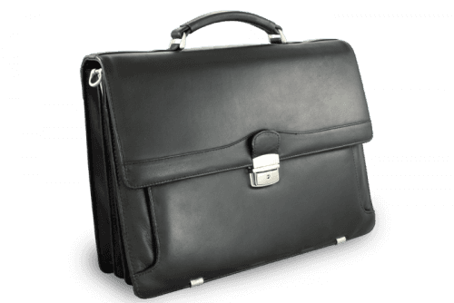 Černá kožená aktovka se čtyřmi vnitřními přihrádkami 112-6002-60