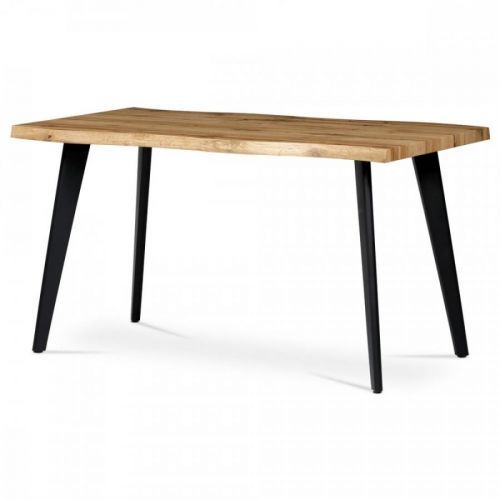 AUTRONIC HT-840 OAK Jedálenský stôl, 140x80x75 cm, MDF doska, 3D dekor divoký dub, kov, čierny lak