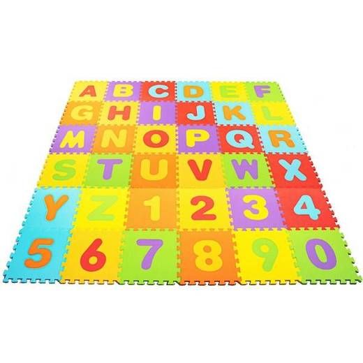 SPRINGOS Penové puzzle abeceda s číslami - 172x172 cm - viacfarebná