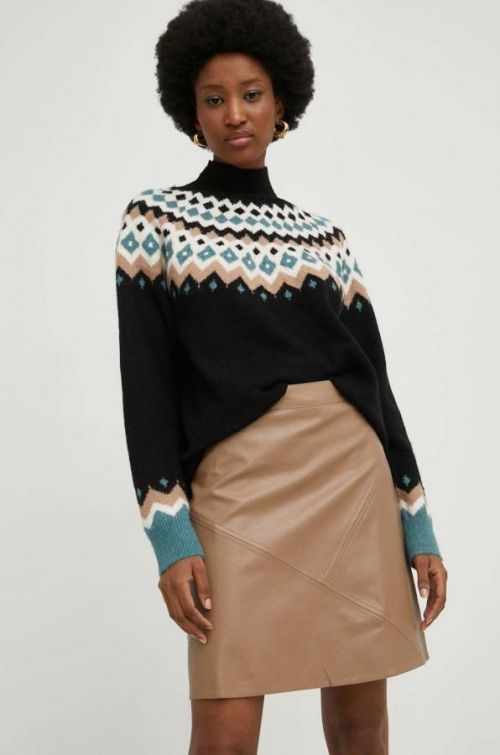 Sukňa Answear Lab béžová farba, mini, rovný strih