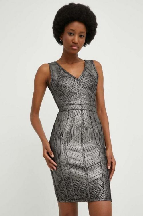 Šaty Answear Lab zlatá farba, mini, priliehavá