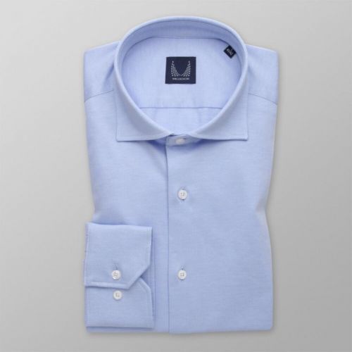 Pánska slim fit svetlomodrá košeľa s jemným pruhovaným vzorom 14646