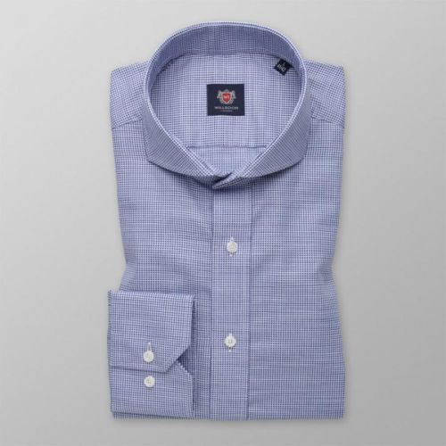 Pánska slim fit košeľa modrej farby s jemným vzorom 14650