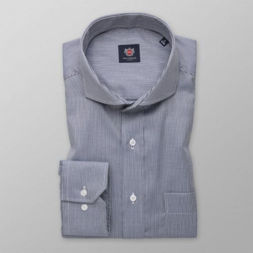 Pánska slim fit košeľa s jemným modro-čiernym vzorom 14652
