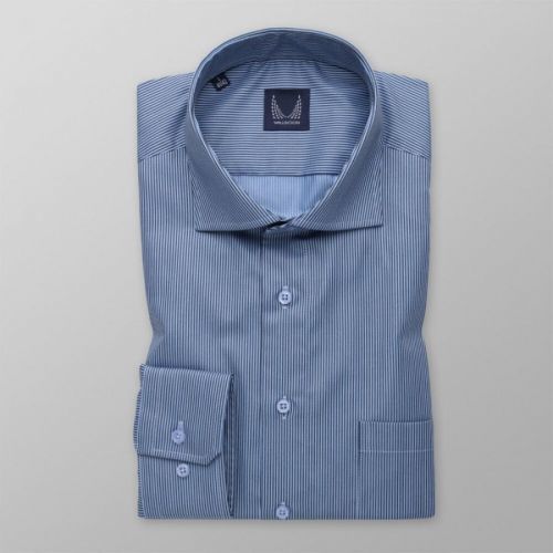 Pánska slim fit košeľa modrej farby s prúžkami 14683