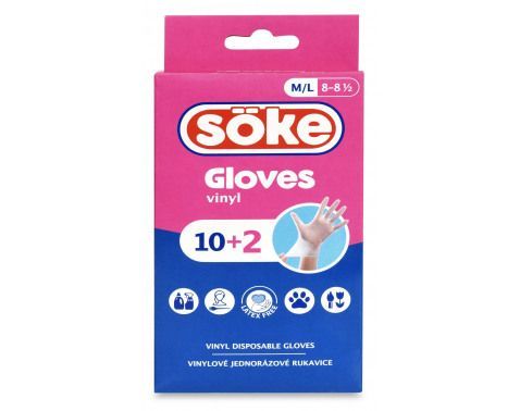 Jednorazové vinylové rukavice Söke 10+2, veľ. M/L%