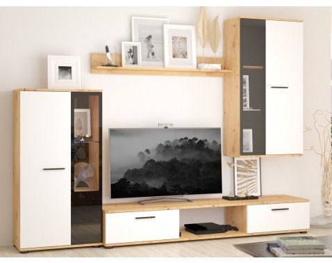 Obývacia stena Samsa, dub artisan/biela%