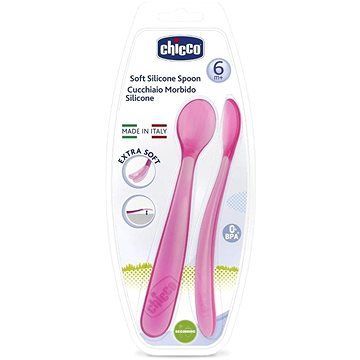 Chicco lyžička silikónová 2 ks ružová 6 m+