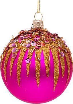 LAALU Vianočná sklenená ozdoba s posypom, 8 cm