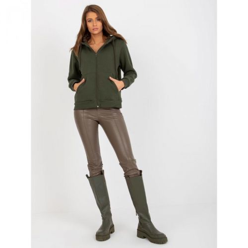 RUE PARIS khaki zipped sweatshirt with pockets