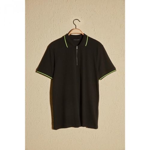 Trendyol Black Men Regular Fit 100% Cotton Polo Neck T-shirt