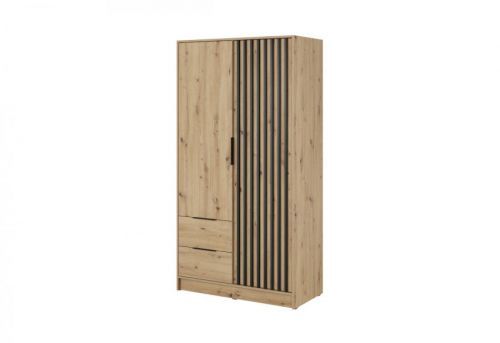 Expedo Šatníková skriňa BELANDA 2D, 105x200x51, dub artisan/čierna