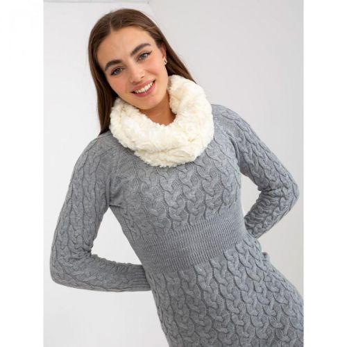 Ecru ladies' neck warmer made of faux fur