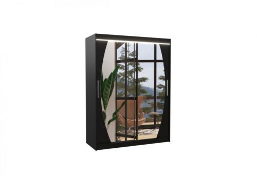 Expedo Posuvná skriňa so zrkadlom BRANDON, 150x200x58, čierna