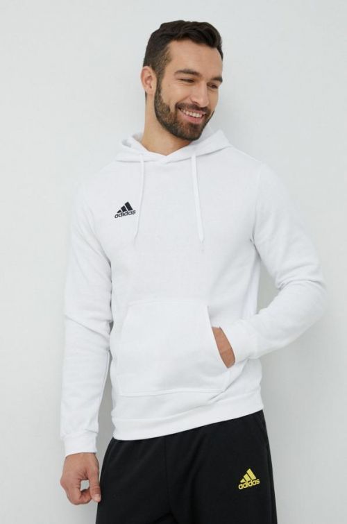 Mikina adidas Performance pánska, biela farba, s kapucňou, jednofarebná