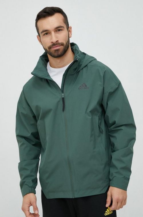 Bunda adidas pánska, zelená farba, prechodná,