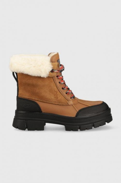 Workery UGG W Ashton Addie dámske, hnedá farba, na platforme, zateplené
