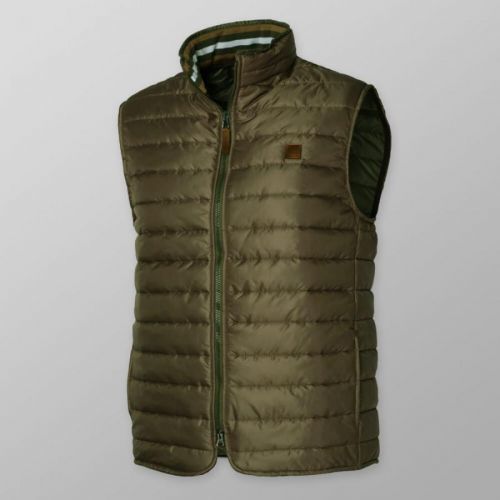 Pánska prešívaná vesta olivovej farby s lesklým povrchom 14663