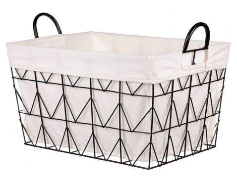 Úložný košík 45x26 cm, kov/látka%