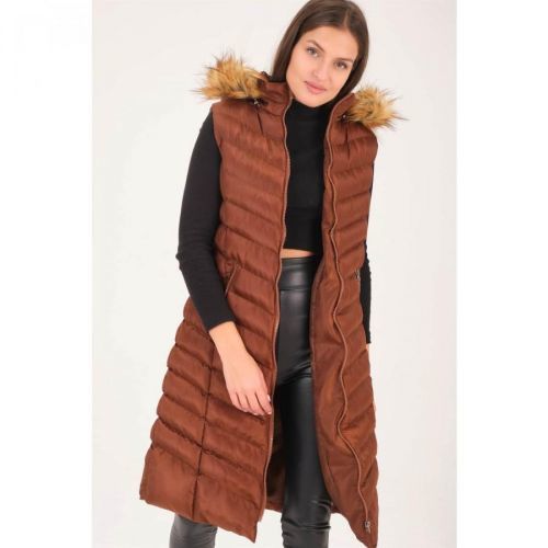 Z6684 DEWBERRY LADIES VEST-OUTDOOR COFFEE