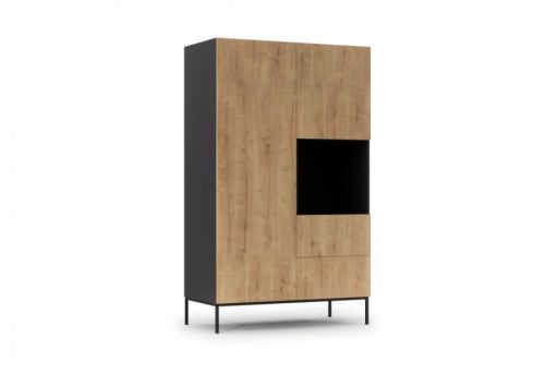 Expedo Šatníková skriňa LANZA, 120x200x60, čierna/dub artisan