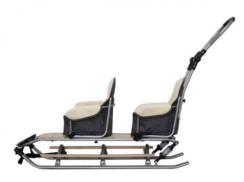 Sánky pre dvojčatá Duo Sport - šedá farba sedátka  sleigh