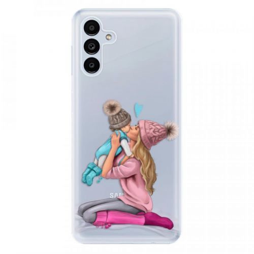 Odolné silikónové puzdro iSaprio - Kissing Mom - Blond and Boy - Samsung Galaxy A13 5G