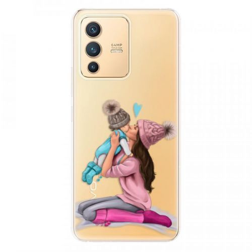 Odolné silikónové puzdro iSaprio - Kissing Mom - Brunette and Boy - Vivo V23 5G