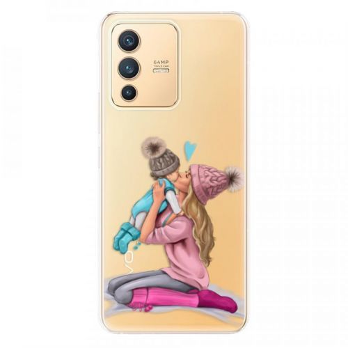 Odolné silikónové puzdro iSaprio - Kissing Mom - Blond and Boy - Vivo V23 5G
