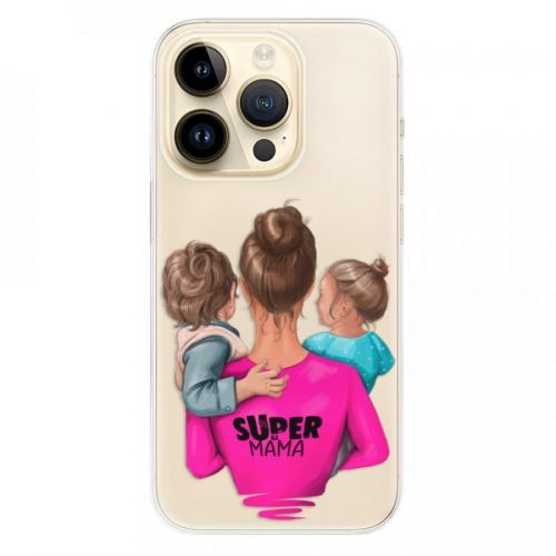 Odolné silikónové puzdro iSaprio - Super Mama - Boy and Girl - iPhone 14 Pro