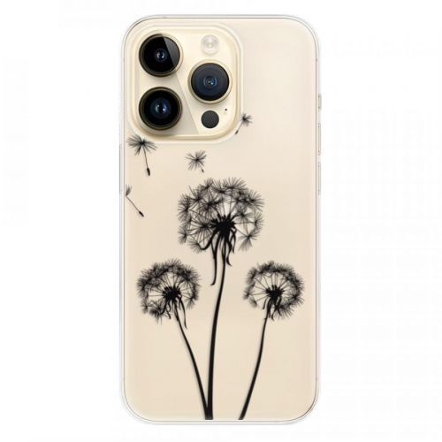 Odolné silikónové puzdro iSaprio - Three Dandelions - black - iPhone 14 Pro