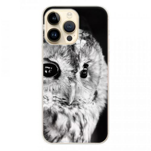 Odolné silikónové puzdro iSaprio - BW Owl - iPhone 14 Pro Max