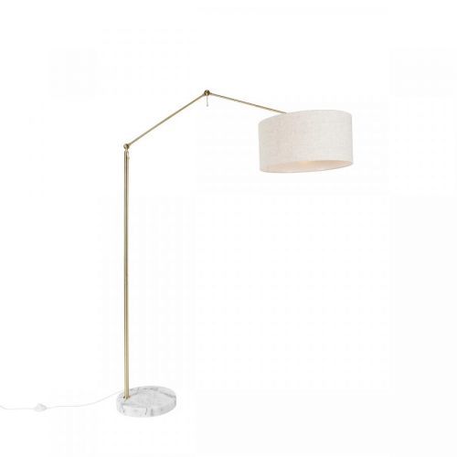 Vloerlamp goud met kap lichtgrijs 50 cm verstelbaar - Editor