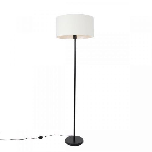 Vloerlamp zwart met kap wit 50 cm - Simplo