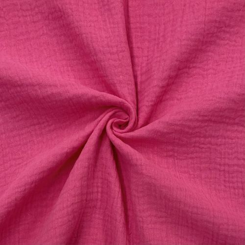 Dvojitá gázovina/mušelín fuchsia GOTS