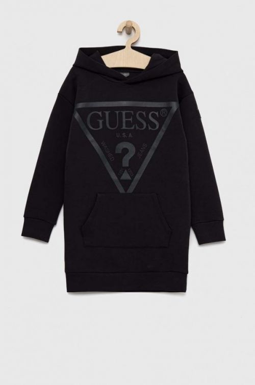 Dievčenské šaty Guess šedá farba, mini, rovný strih