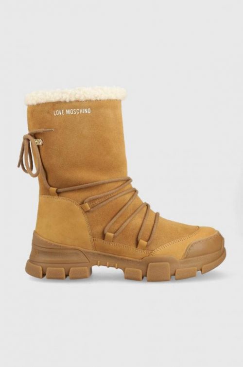 semišové snehule Love Moschino , béžová farba