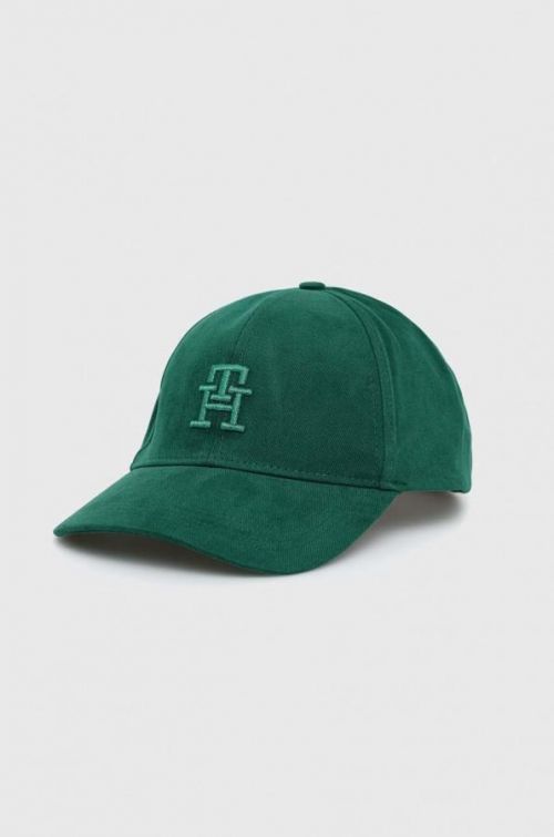 Bavlnená šiltovka Tommy Hilfiger , zelená farba, s nášivkou