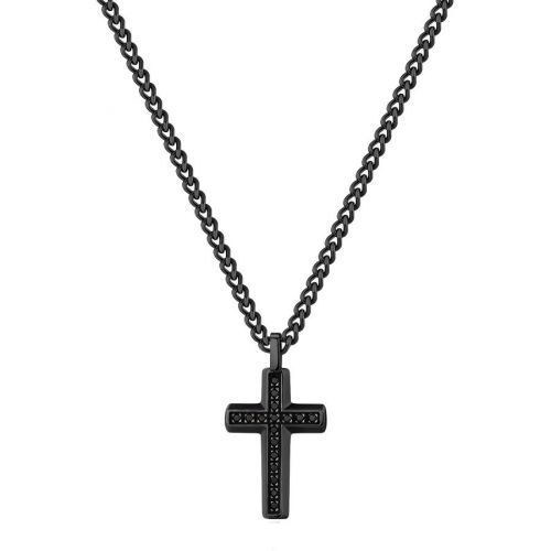 Brosway Čierny náhrdelník s krížikom Backliner BBC03