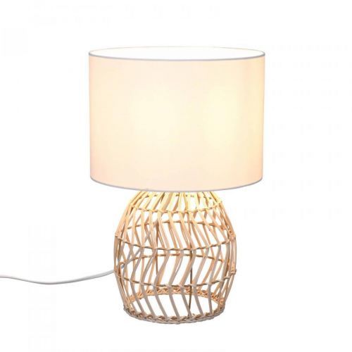 Stolová lampa Rike ratanový rám a látkové tienidlo