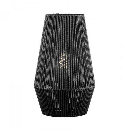 Stolová lampa Rope z papiera, čierna, Ø 20 cm