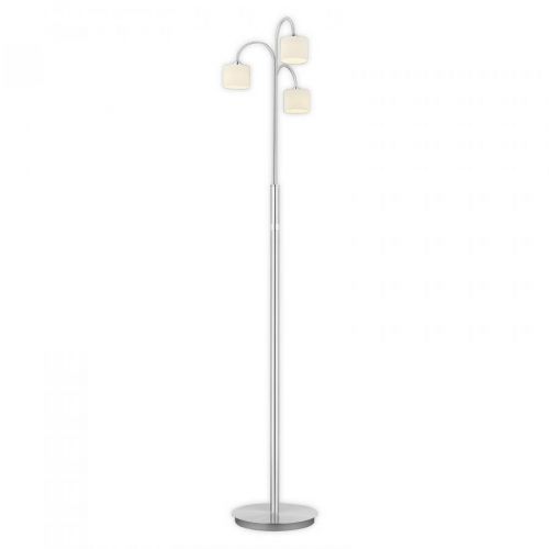 Stojaca LED lampa Mila z niklu 3-pl valcovitý tvar