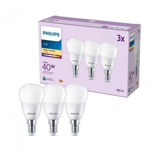 Philips LED žiarovka E14 4,9W 470m 2700K matná 3ks