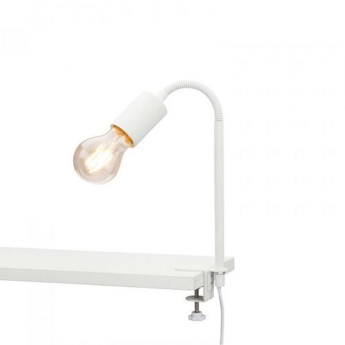Upínacia lampa Krampo Retro, ohybné rameno, biela