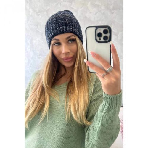 Cap with fleece Melisa K241 black+navy blue