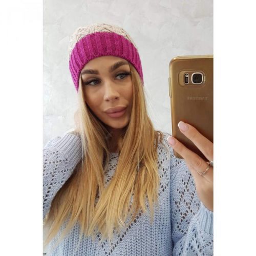 Cap with fleece Bibiana K264 light purple + light beige
