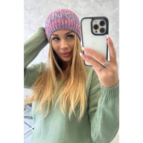 Cap with fleece Melisa K241 purple+red