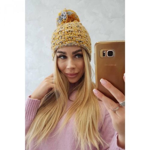 Cap with fleece Fiona K275 mustard + gray